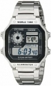 Sale! Casio Men’s Quartz Multifunction Silver-Tone Bracelet 42mm Watch AE1200WHD-1A