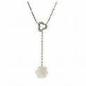 Sale! Chanel Camelia Lariat Necklace 18K White Gold with Diamond and Agate