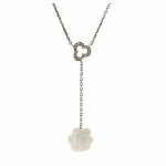 Sale! Chanel Camelia Lariat Necklace 18K White Gold with Diamond and Agate