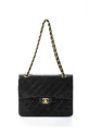 Sale! Chanel Womens Vintage Square Quilted Leather Classic Flap Handbag Black