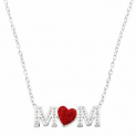 Sale! Crystaluxe Mom Red Heart Necklace with Swarovski Crystals, Sterling Silver, 17″