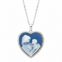 Sale! Crystaluxe Mother & Child Heart Cameo Pendant with Swarovski Crystals in Silver