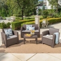 Sale! Dayton Outdoor 4 Piece Faux Wicker Rattan Chat Set with Water Resistant Cushions