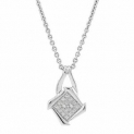 Sale! Finecraft ‘3/8 cttw Diamond Offset Square Pendant Necklace’ in Bronze, 18″