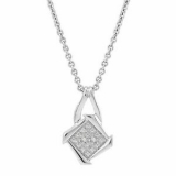 Sale! Finecraft ‘3/8 cttw Diamond Offset Square Pendant Necklace’ in Bronze, 18″