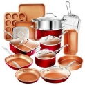 Sale! Gotham Steel 20 Piece Red Cookware and Bakeware Set with Ceramic Copper Coating