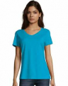 Sale! Hanes Womens T-Shirt Short Sleeve Top Nano-T V-Neck Solid Plain 100% Cotton SO4V