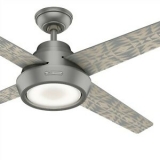 Sale! Hunter Fan 54 in Contemporary Matte Silver Ceiling Fan with Light Kit and Remote