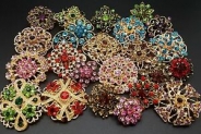 Sale! Lot 24 pc Mixed Vintage Style Golden Rhinestone Crystal Brooch Pin DIY Bouquet