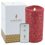 Sale! Luminara 7” Flameless Candle Pillar Glitter LED Light Real Flame Effect Remote