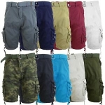 Sale! Mens Cotton Belted Cargo Shorts Vintage Distressed Lounge Hiking Sizes 30-48 NWT