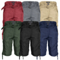 Sale! Mens Cotton Cargo Shorts Multi-Pocket Lightweight Belted Casual Relaxed Fit