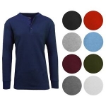 Sale! Men’s Long Sleeve 3 Button Henley & Crew Neck Waffle Knit Thermal Undershirt Tee