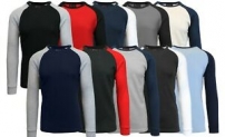 Sale! Mens Long Sleeve Thermal Shirt Raglan Tee Crew Neck S M L XL 2XL 3XL 4XL 5XL NEW