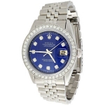 Sale! Mens Rolex 36mm DateJust Diamond Watch Jubilee Steel Band Custom Blue Dial 2 CT.