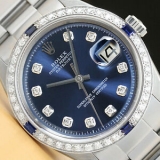 Sale! MENS ROLEX DATEJUST BLUE DIAMOND SAPPHIRE 18K WHITE GOLD STAINLESS STEEL WATCH