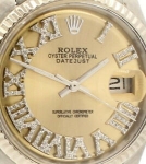 Sale! Mens ROLEX Oyster Perpetual Date 36mm Gold Roman Dial Diamond Stainless Watch