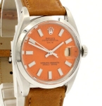 Sale! Mens Vintage ROLEX Oyster Perpetual Date 34mm ORANGE Dial Stainless Steel Watch