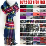 Sale! Mens Womens Winter Warm SCOTLAND Made 100% CASHMERE Scarf Scarves Plaid Wool