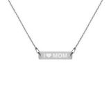 Mothers Day Gift Present Engraved Silver Bar Chain Necklace Mom Lovers Mama Love