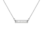 Mothers Day Gift Present Engraved Silver Bar Chain Necklace Mom Lovers Mama Love