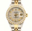 Sale! ROLEX Oyster Perpetual 18k & Steel Datejust 26mm WHITE MOP Dial Diamond Watch