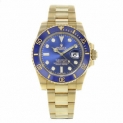 Sale! Rolex Submariner 116618 Blue on Blue 18K Yellow Gold Automatic Mens Watch