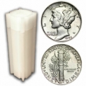 Sale! Roll of 50 $5 Face 90% Silver Mercury Dimes XF to AU