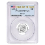 Sale! Sale Price – 2019 S Proof Silver Roosevelt Dime .999 Fine Silver PCGS PF 70 FDOI