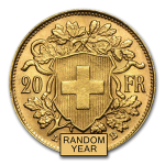 Sale! SPECIAL PRICE! Swiss Gold 20 Francs Helvetia AU (Random Year)