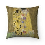 Spun Polyester Square Pillow The Kiss poster painting by Gustav Klimt