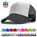 Sale! Trucker Hat Foam Mesh Baseball Cap Adjustable Snapback Solid Plain Men Hats Flat