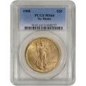 Sale! US Gold $20 Saint-Gaudens Double Eagle – PCGS MS64 – 1908 No Motto