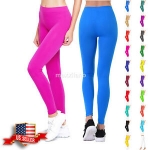 Sale! Womens Leggings Footless Pants Yoga Skinny Fitness Solid Basic Stretch Athletic